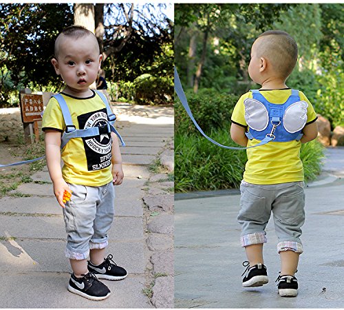 SNOWIE SOFT Baby Safety Walking Harness, Child Toddler Anti-Lost Belt Harness Reins with Leash Kids Assistant Strap Angel Wings Travel Haress for 1-3 Years Boys and Girls (Blue) SNOWIE SOFT Baby Safety Walking Harness, Child Toddler Anti-Lost Belt Harness Reins with Leash Kids Assistant Strap Angel Wings Travel Haress for 1-3 Years Boys and Girls (Blue)